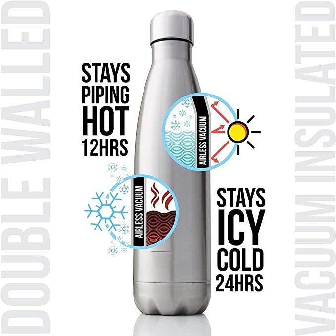 Stainless Steel Water Bottle 500m Double Walled Sports Water Bottle Vacuum Insulated Cola Shape Travel